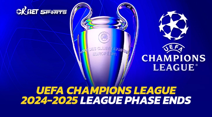 champions League first phase end a trophy with a logo